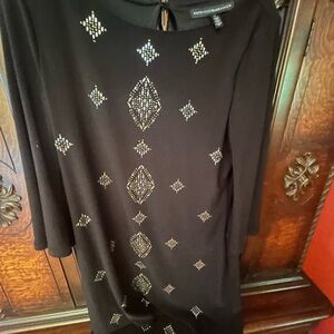 Long sleeve black dress with beading from White House black market